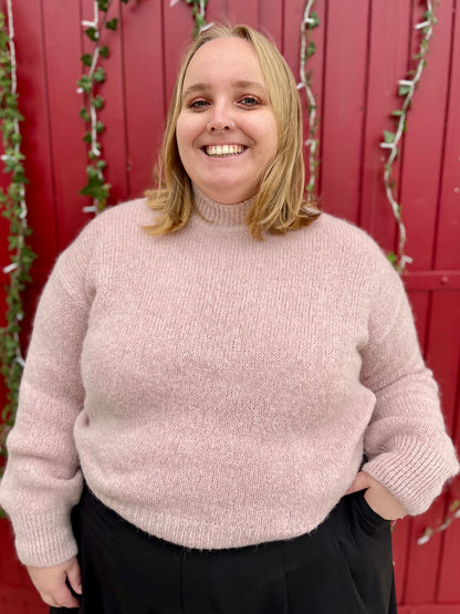 Pull col montant - vieux rose