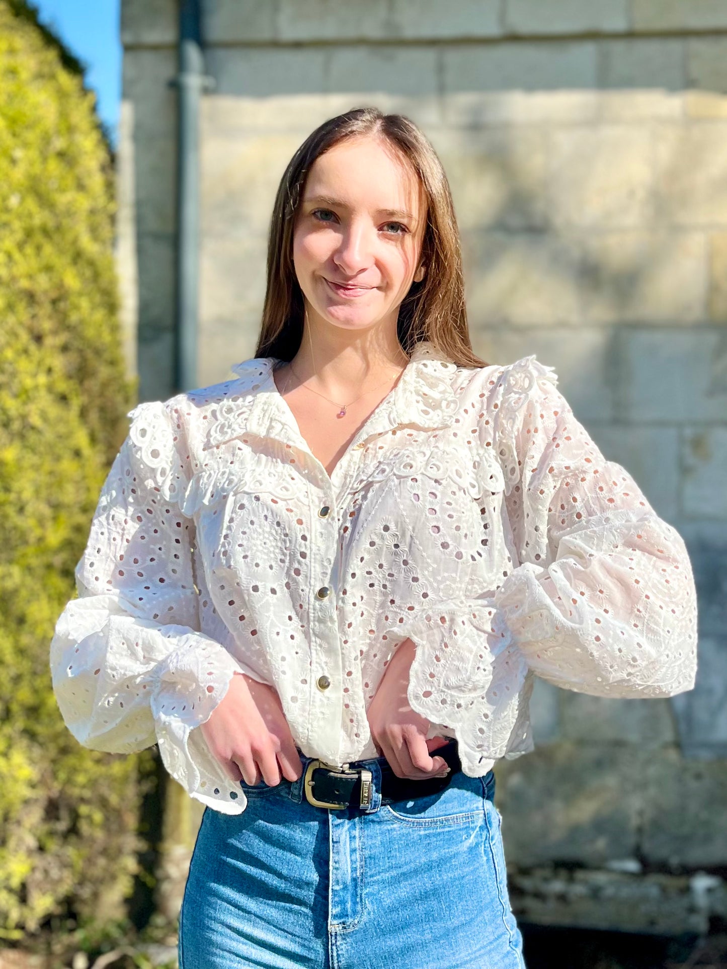 Blouse en broderie - blanc