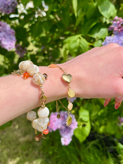 Bracelet fin pierres naturelles - orange et jaune