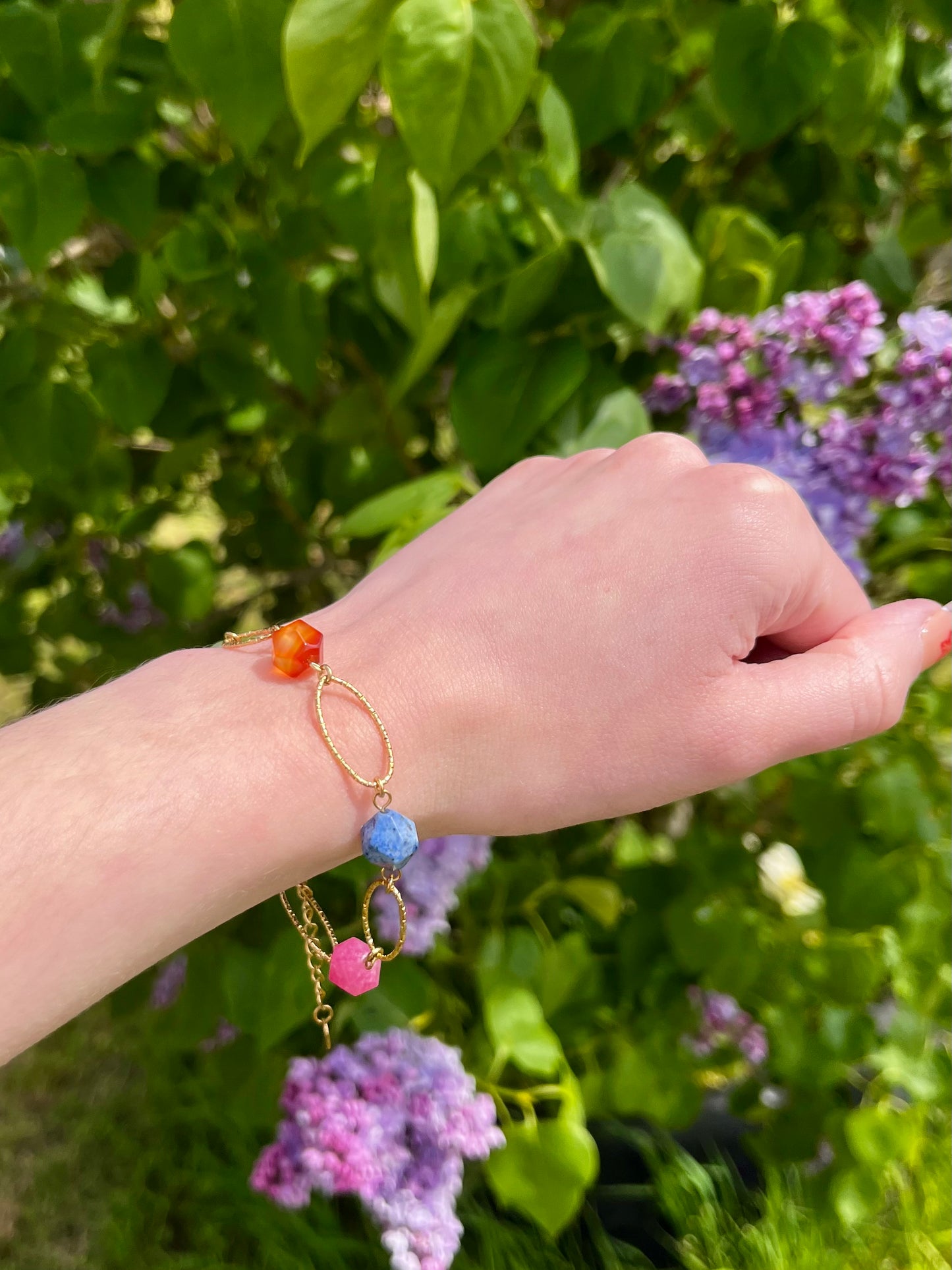 Bracelet maillons ovales strié - multicolore