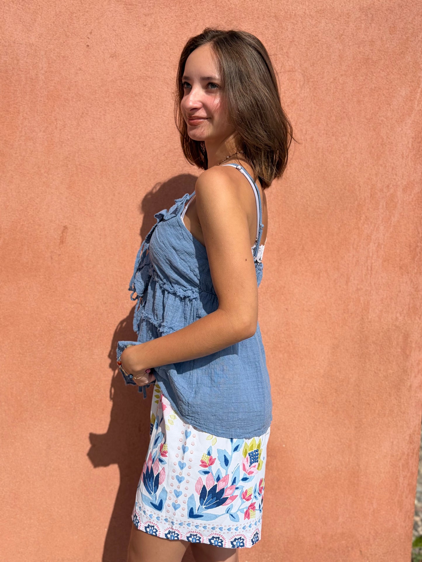 Top à noeud - bleu jeans