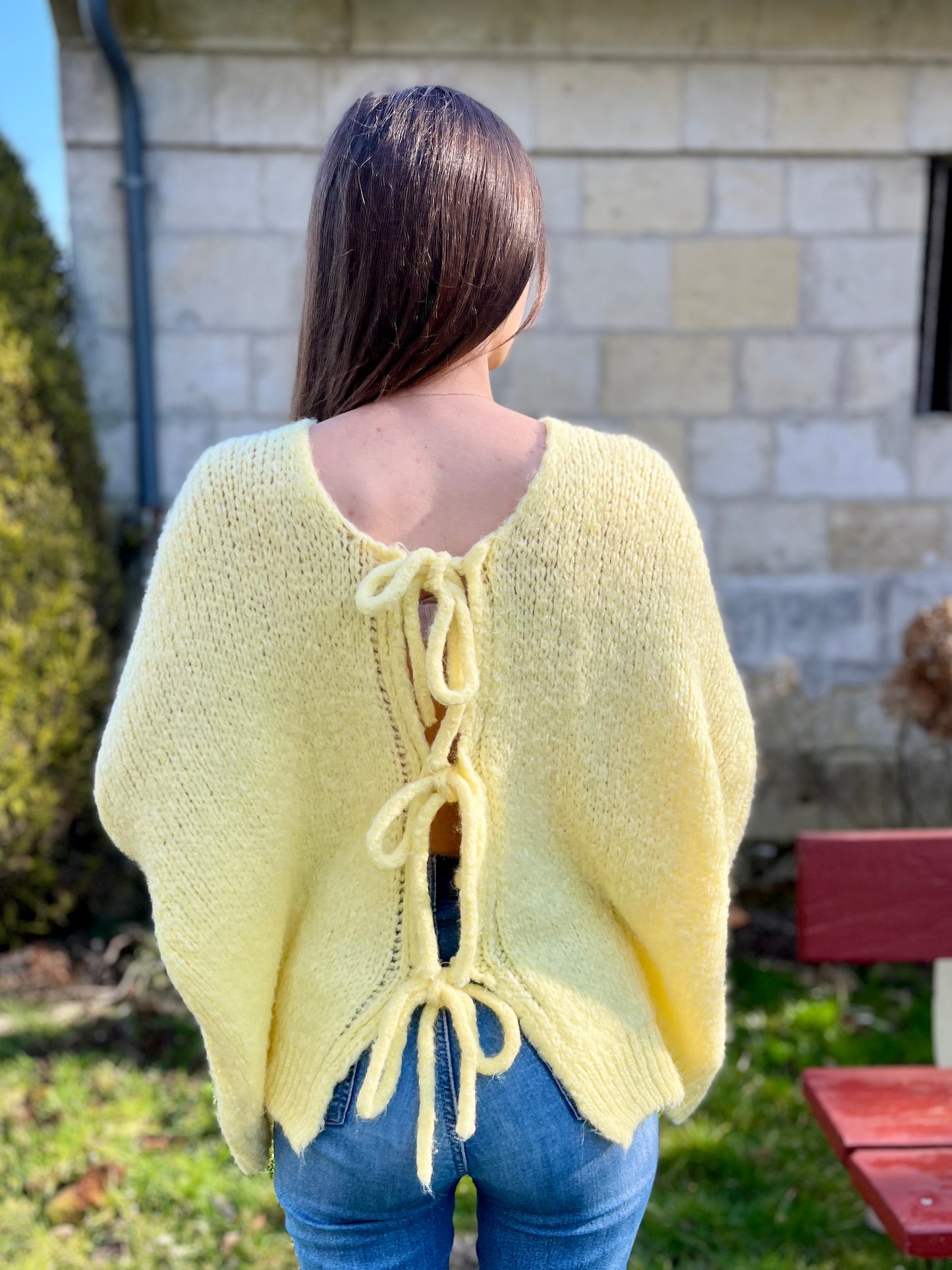 Gilet en laine avec noeud - jaune