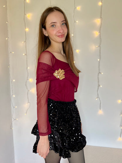 Body avec broche - bordeaux