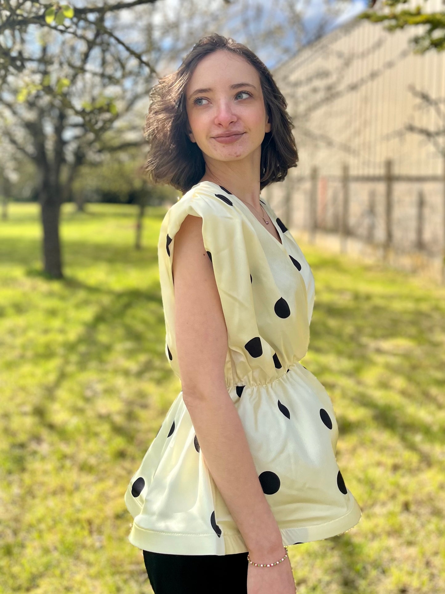 Top à pois - jaune