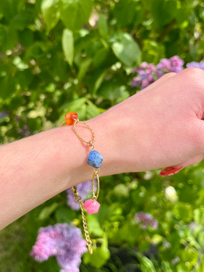Bracelet maillons ovales strié - multicolore