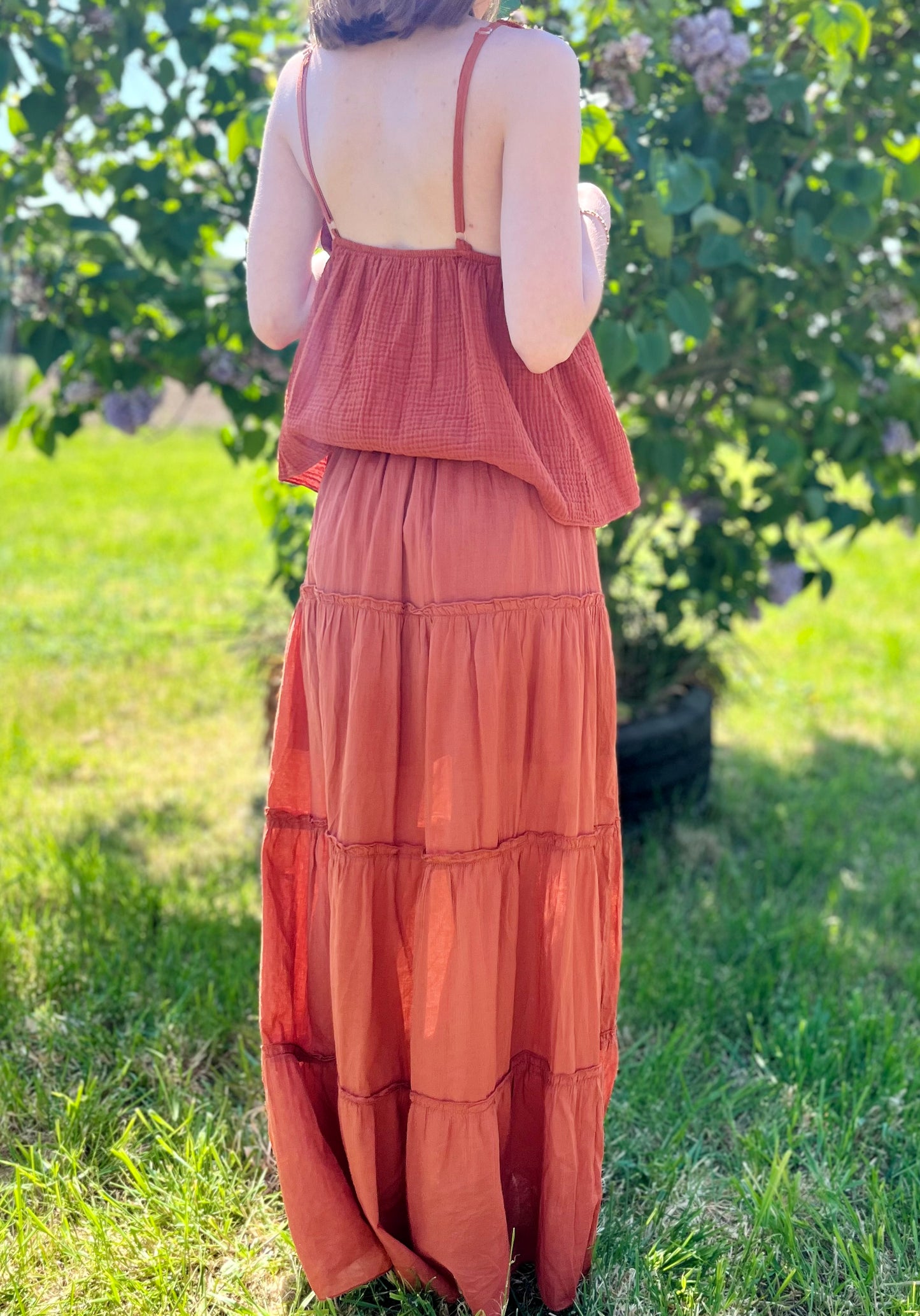 Jupe longue coton - terracota