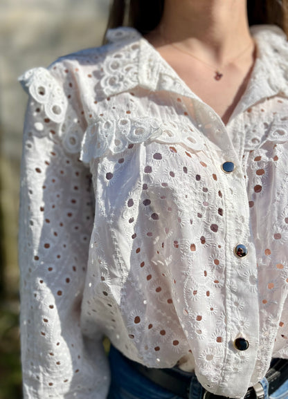 Blouse en broderie - blanc