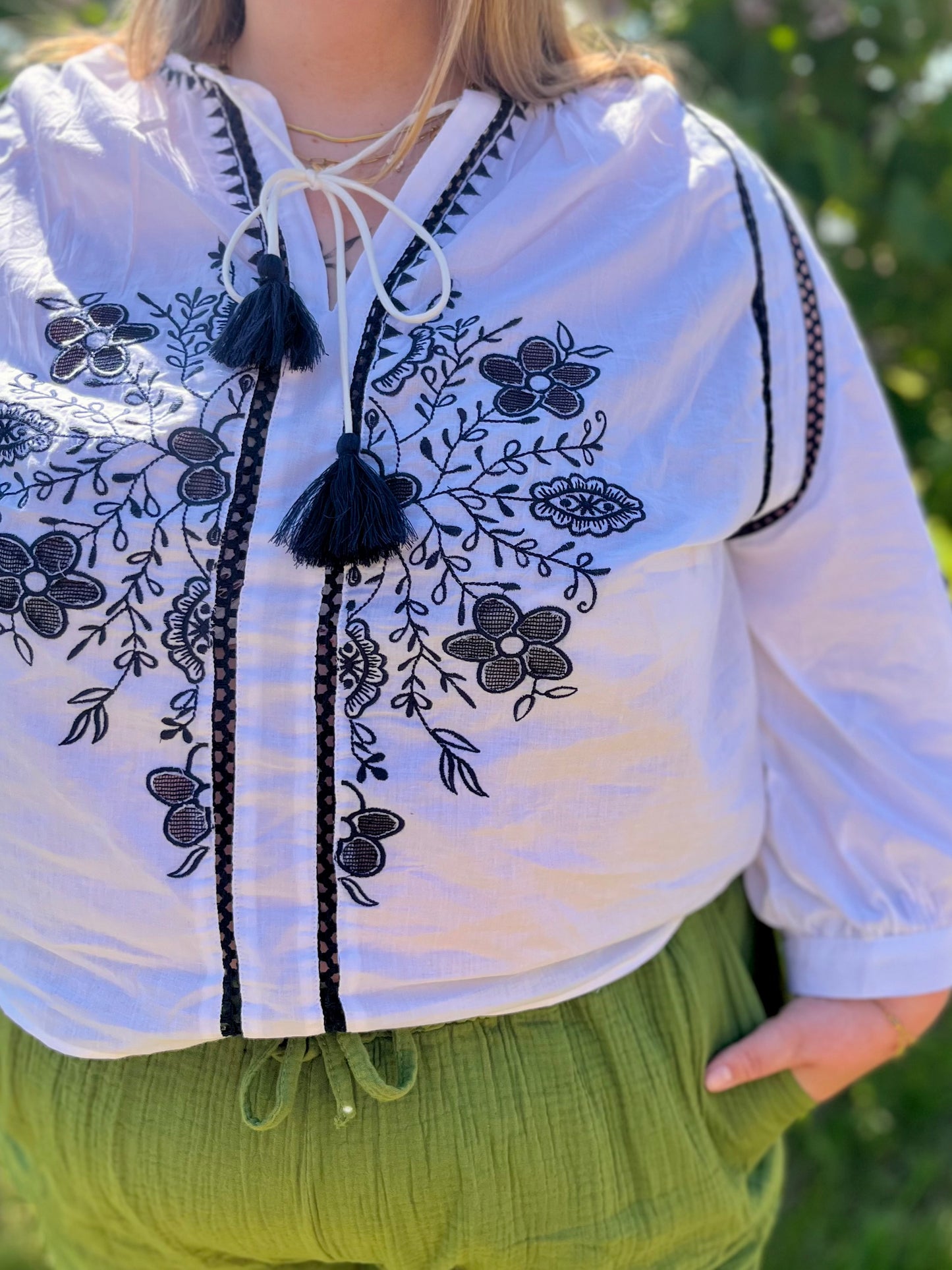 Blouse brodé - bleu marine