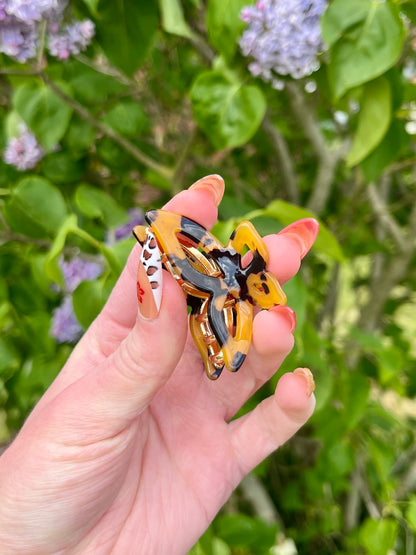 Petite pince papillon - jaune et noir