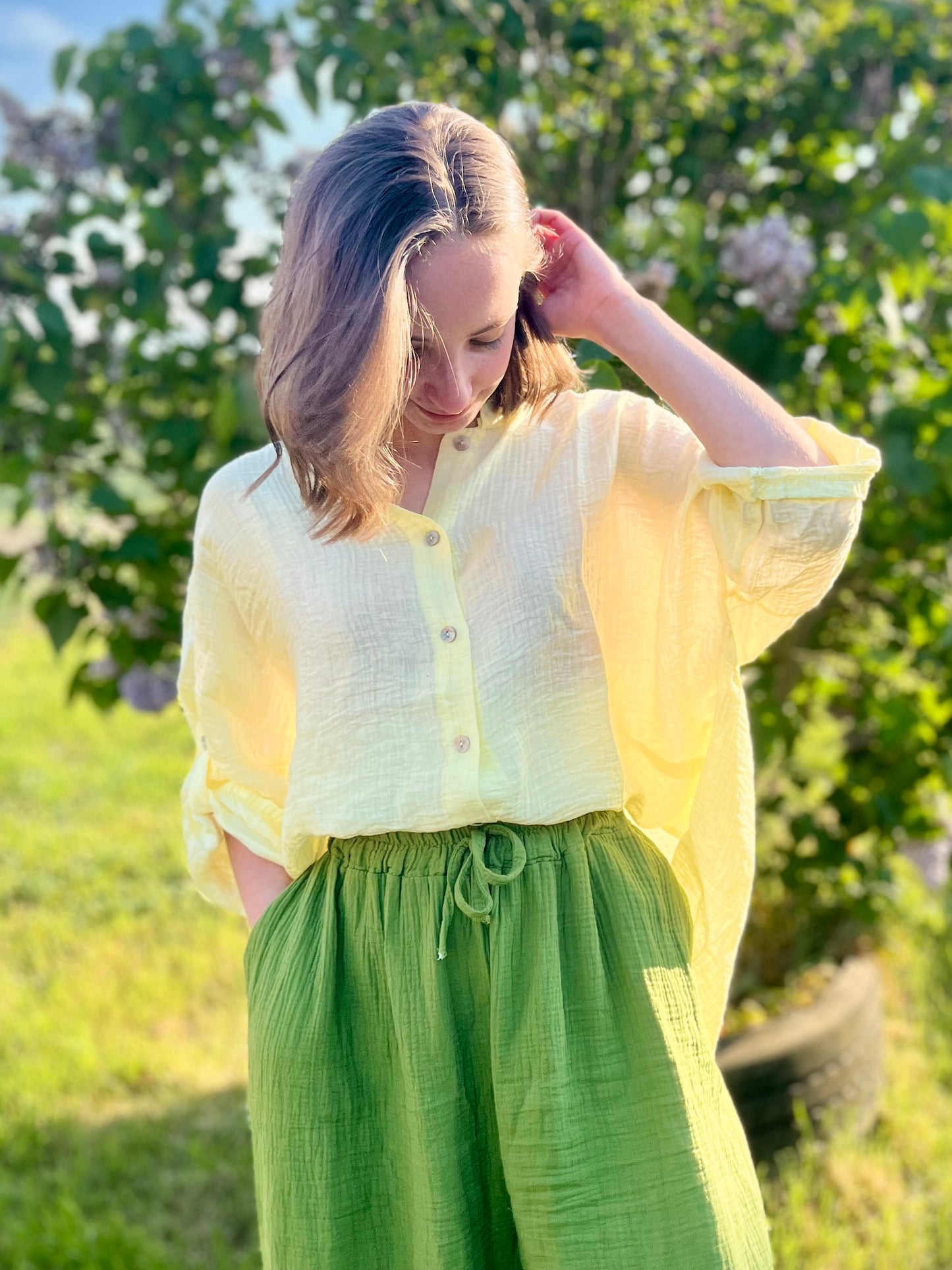 Chemise texturé - jaune