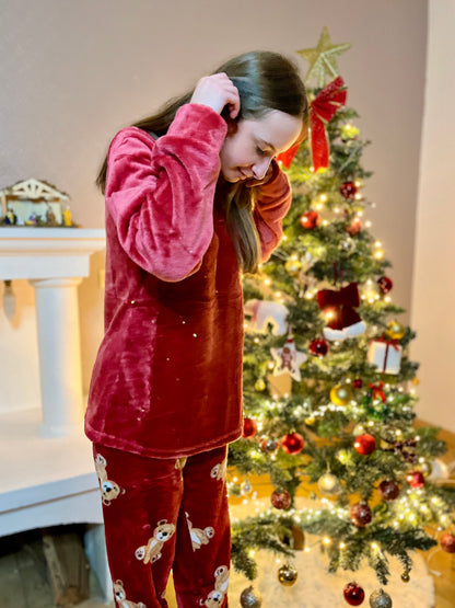 Pyjama ourson - rose rouge