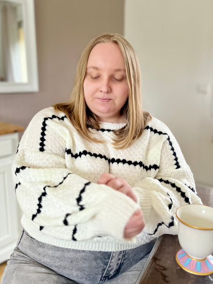 Pull col bateau - blanc et noir