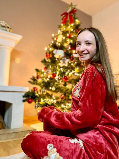 Pyjama ourson - rose rouge