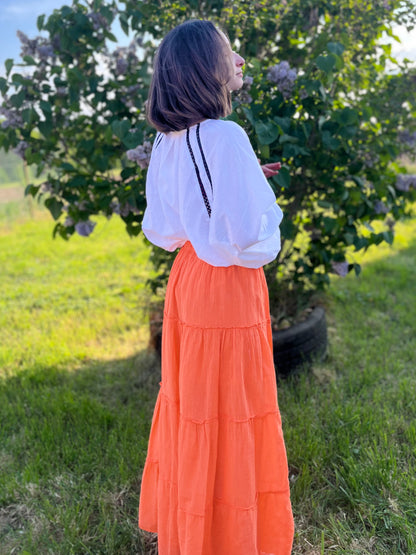 Jupe longue coton - orange
