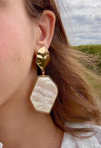 Boucles d’oreilles à clips - beige nacré