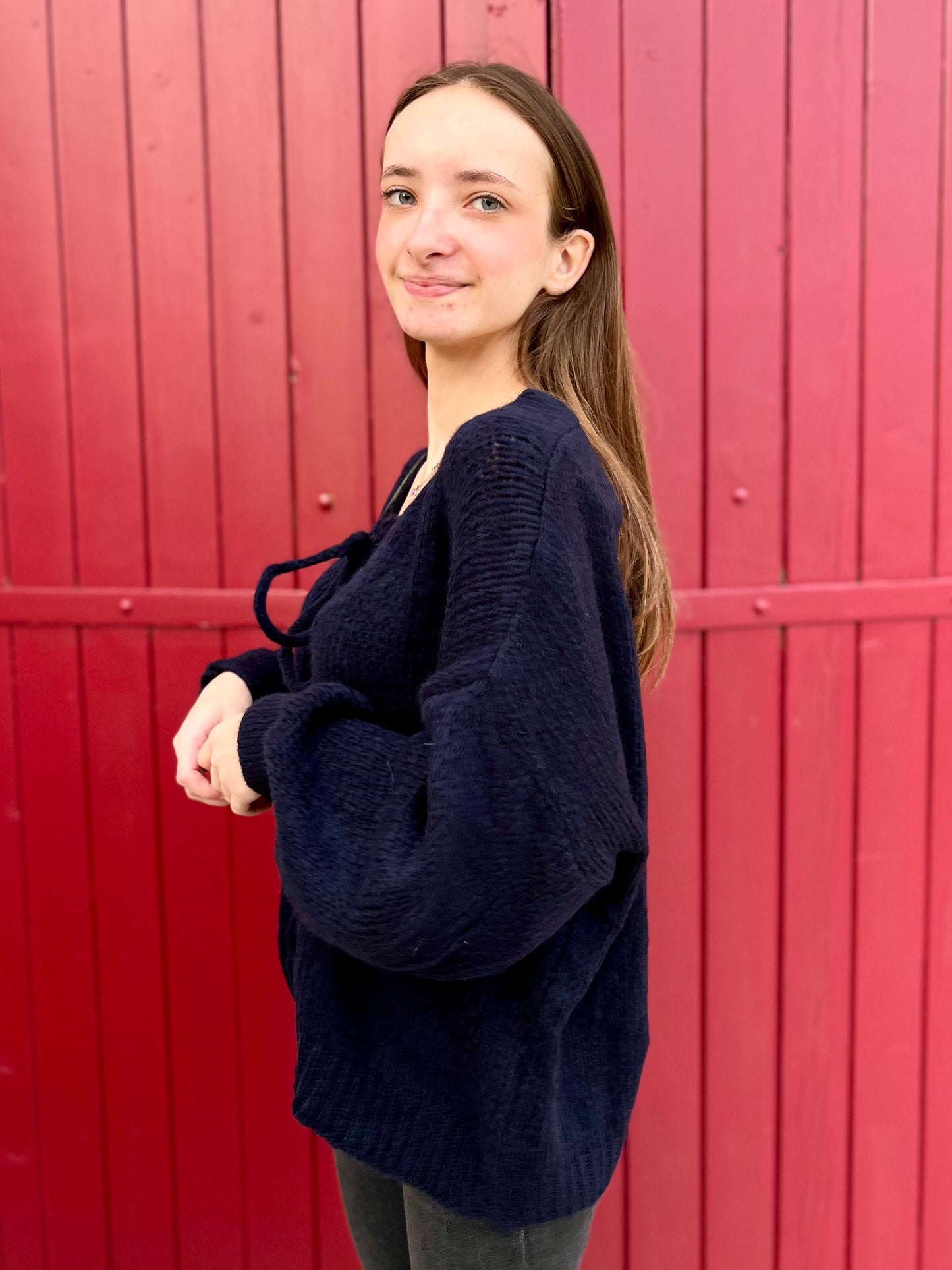 Cardigan à noeud - bleu marine