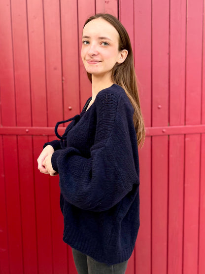 Cardigan à noeud - bleu marine