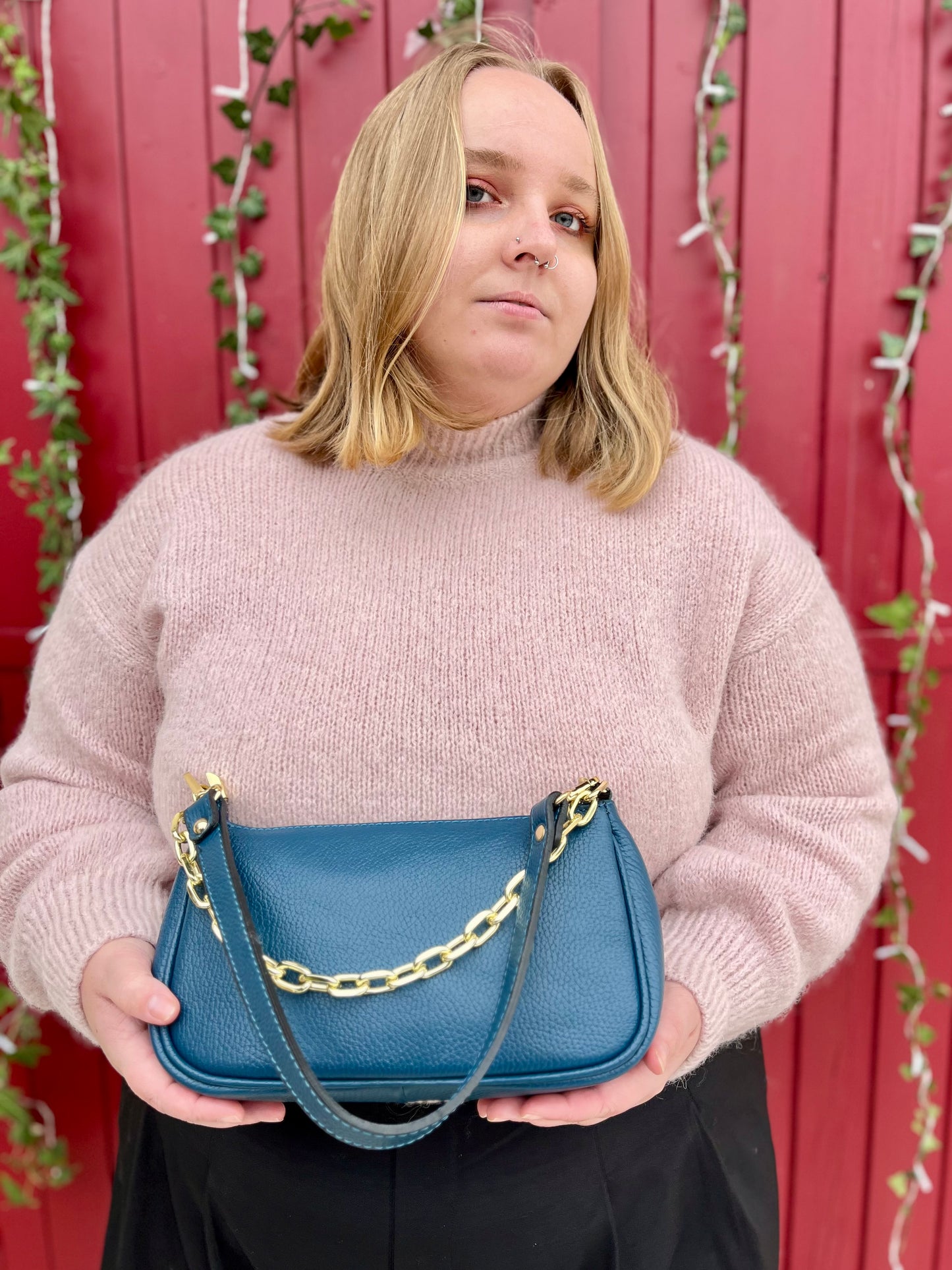 Pull col montant - vieux rose