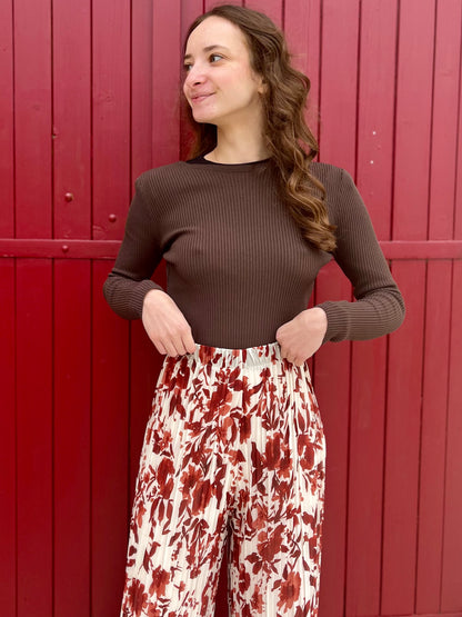 Pantalon plissé motifs - rouille