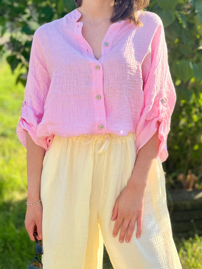 Chemise texturé - rose