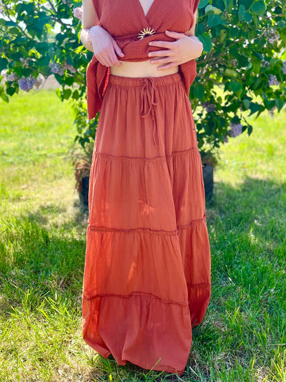 Jupe longue coton - terracota