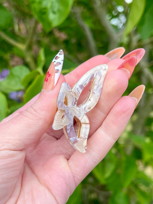 Petite pince papillon  - blanc et violet