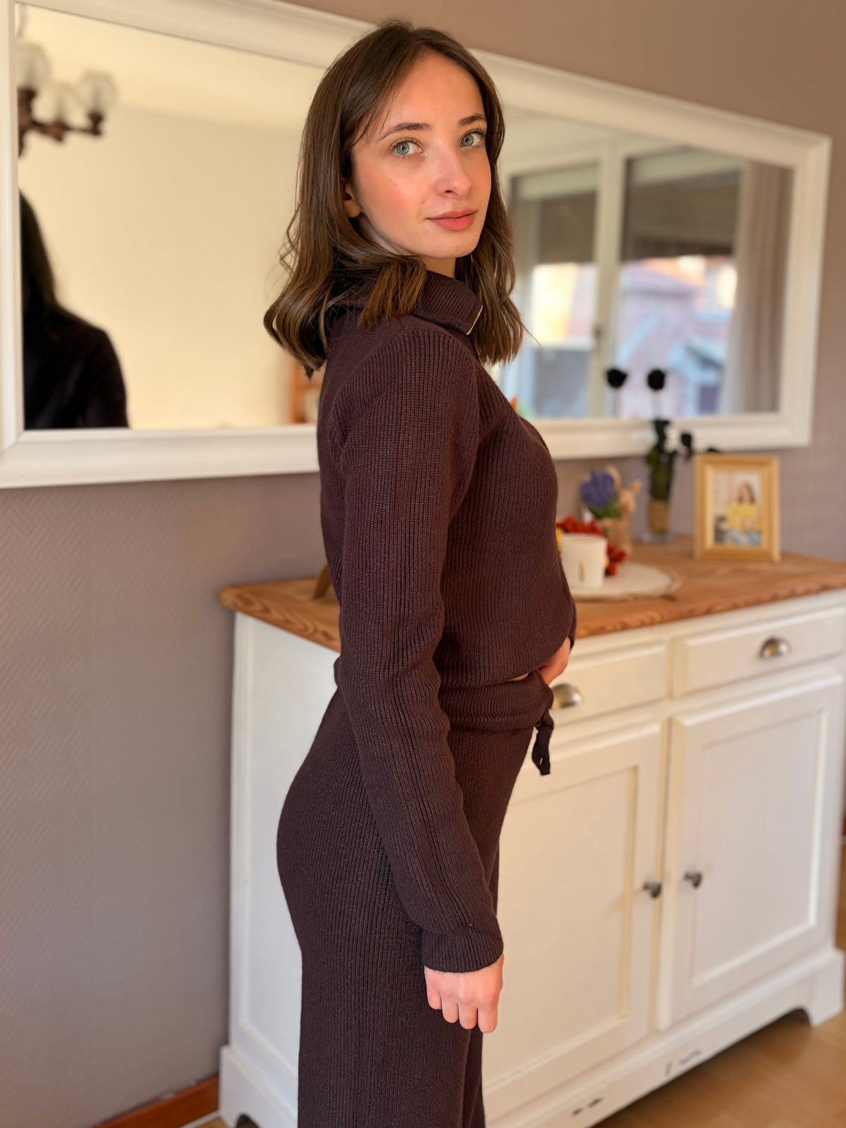 Ensemble en maille - marron