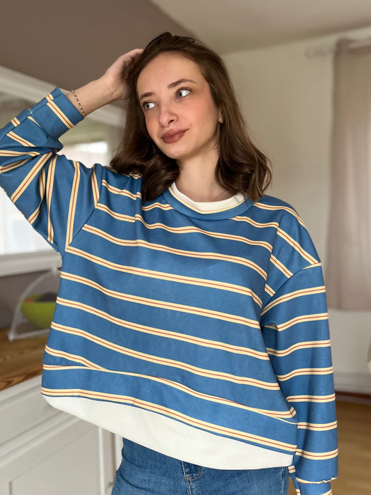 Pull rayé - bleu