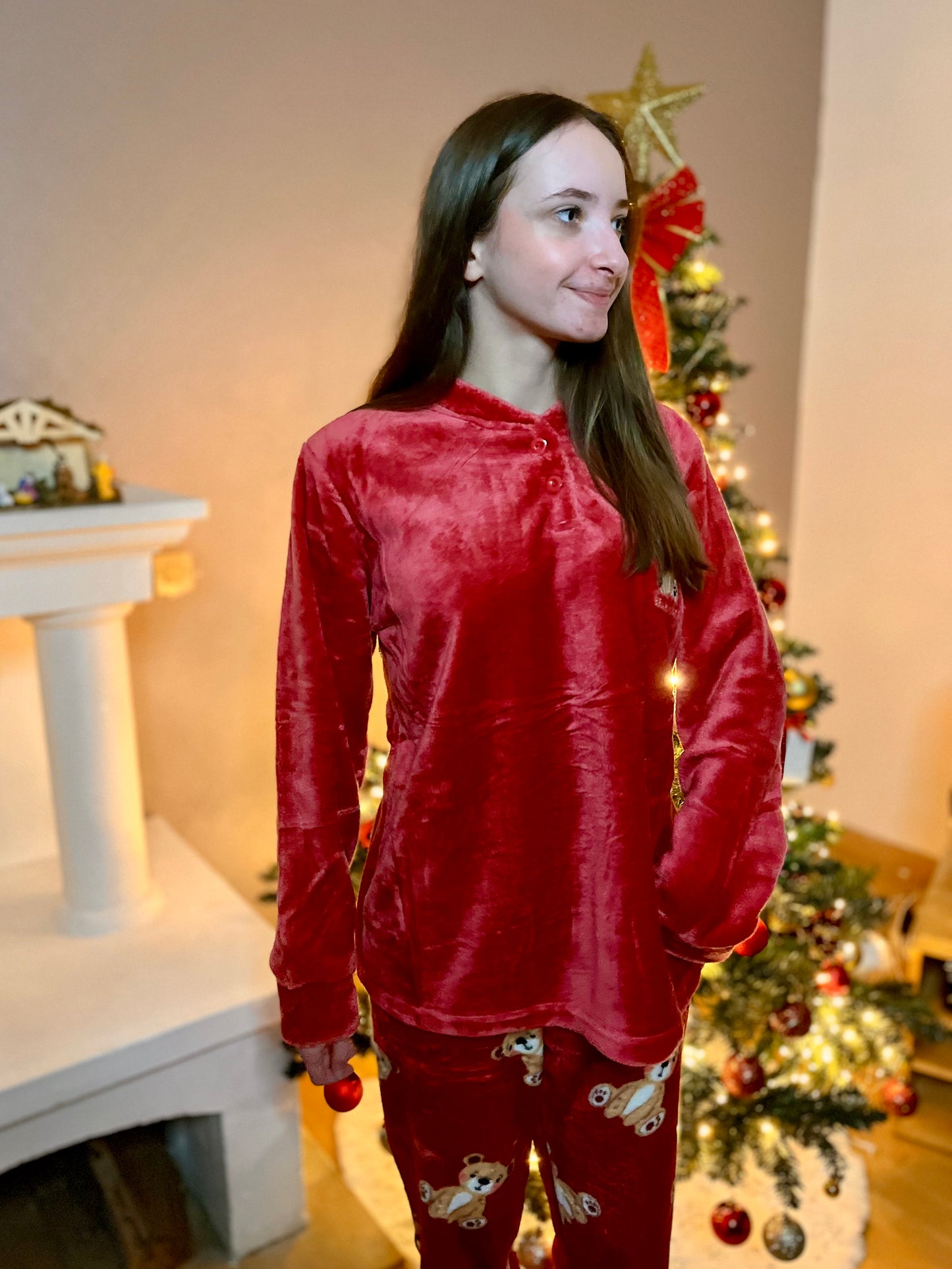 Pyjama ourson - rose rouge