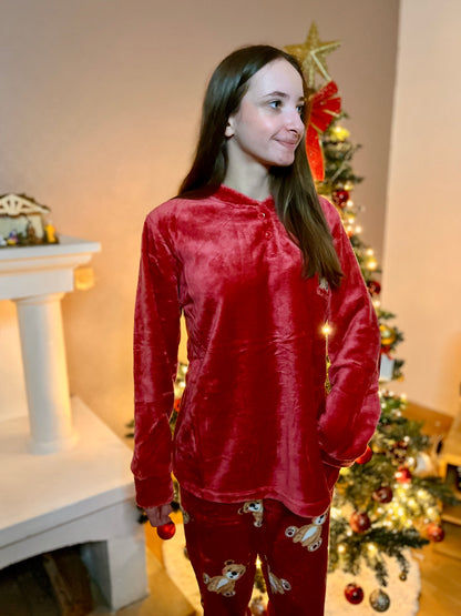 Pyjama ourson - rose rouge