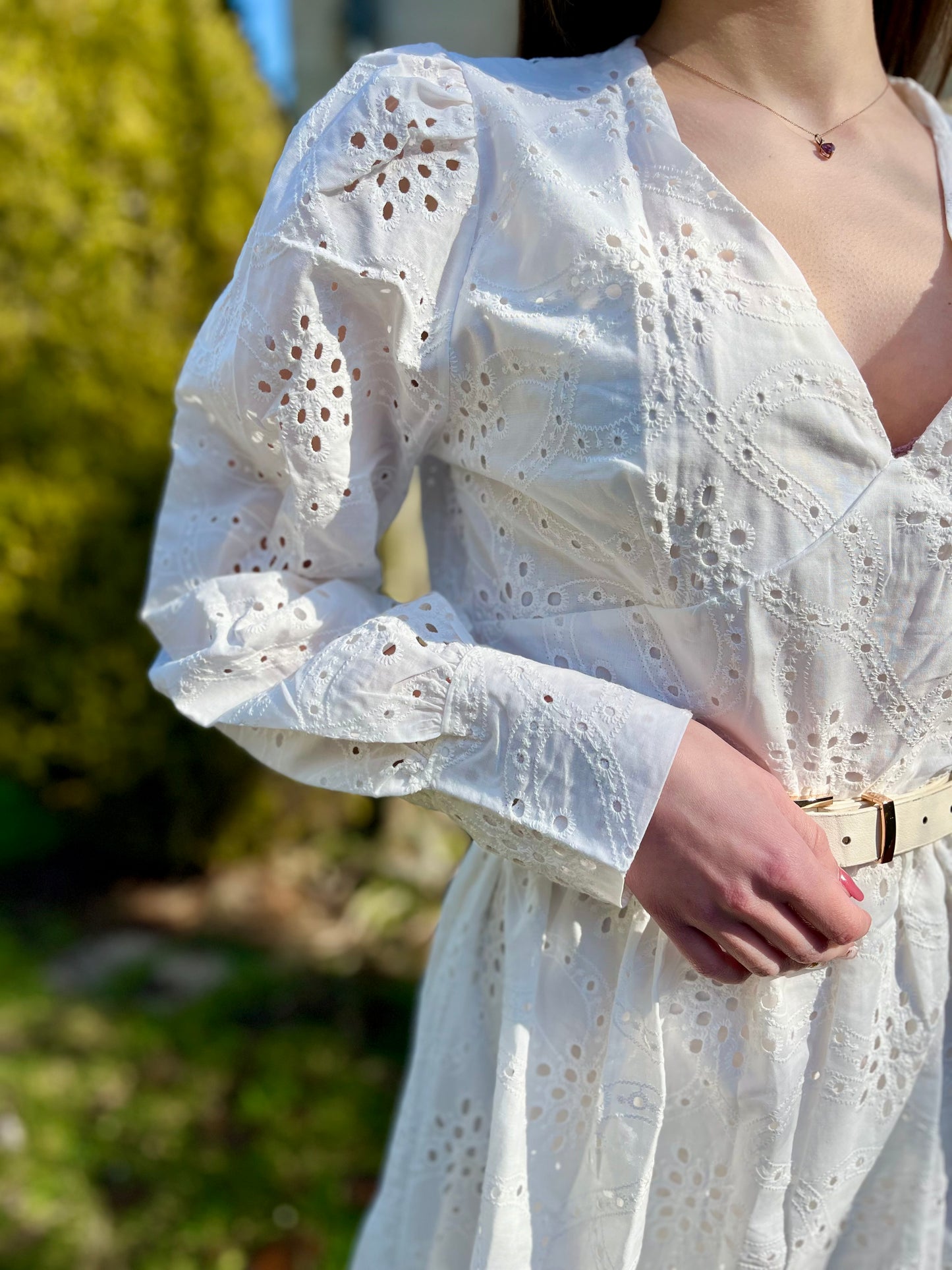 Robe courte en broderie - blanc