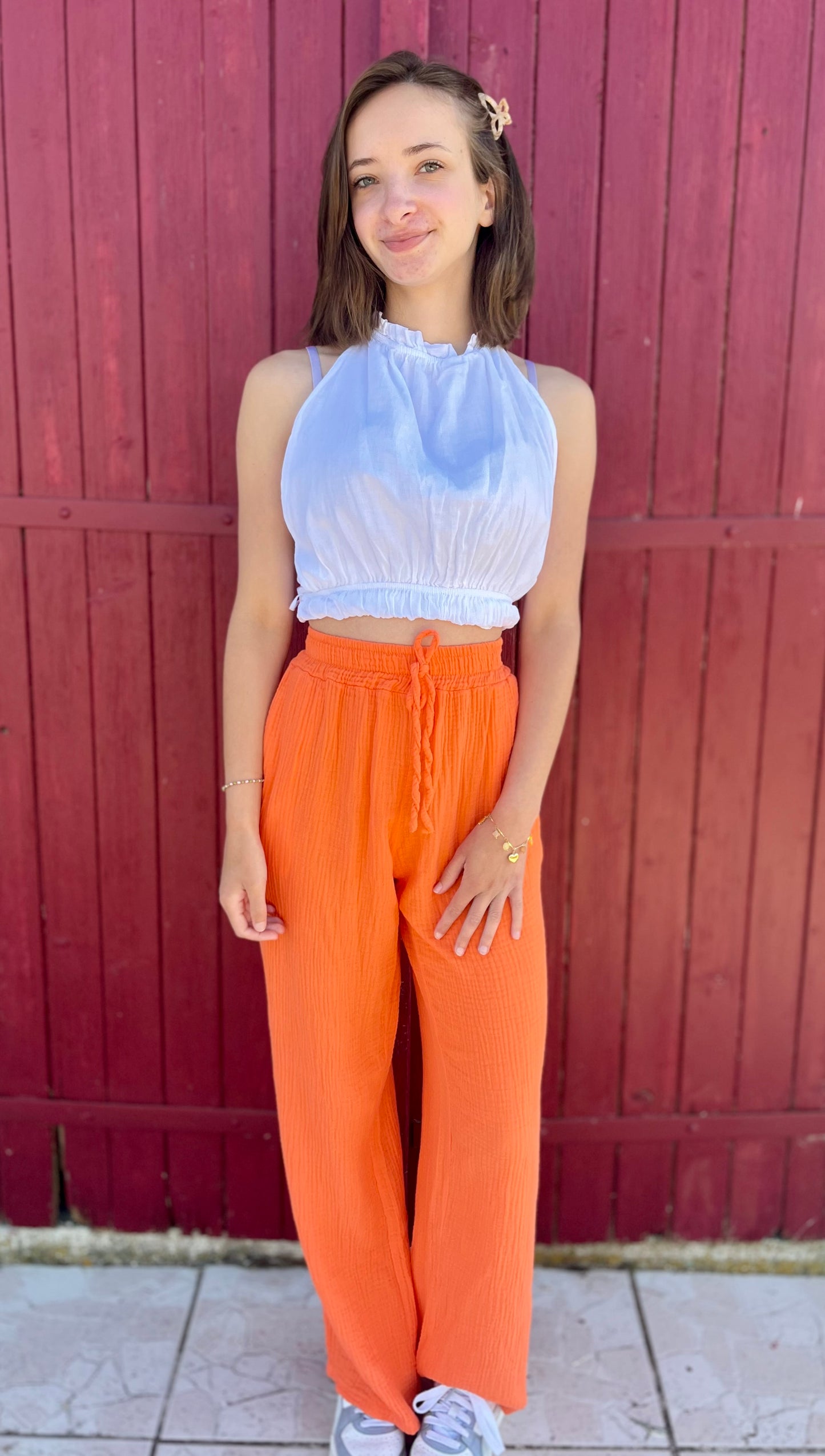 Pantalon gaze de coton - orange