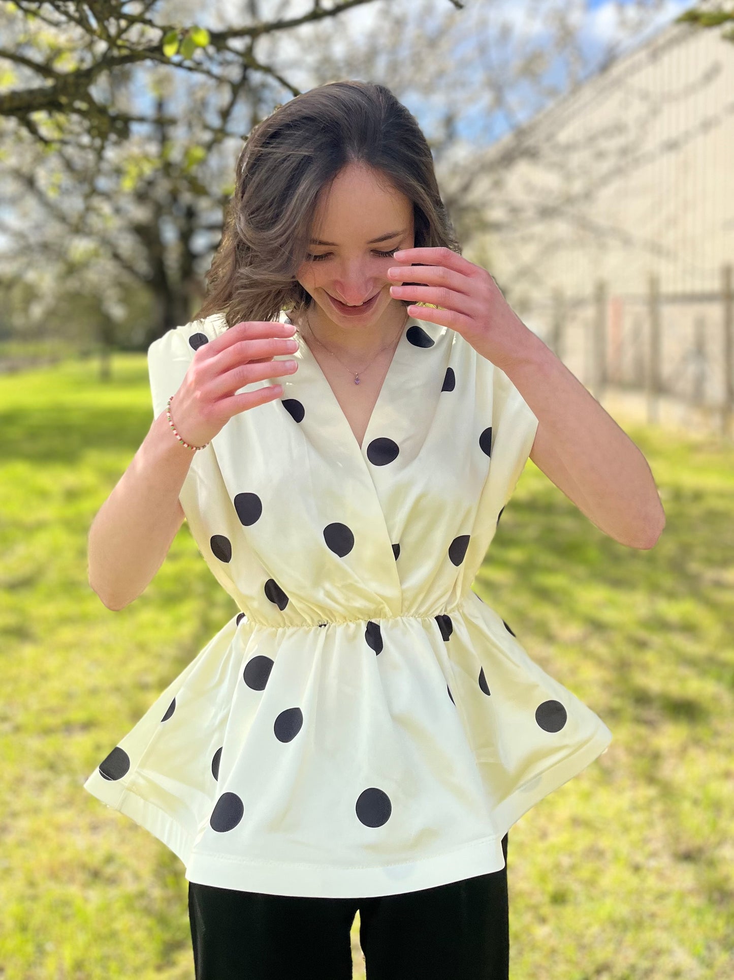 Top à pois - jaune