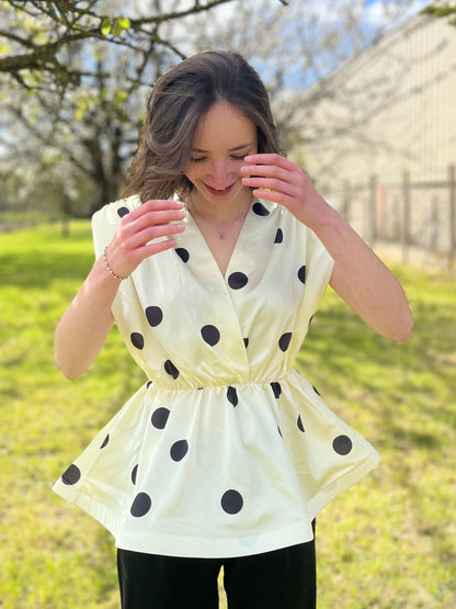Top à pois - jaune