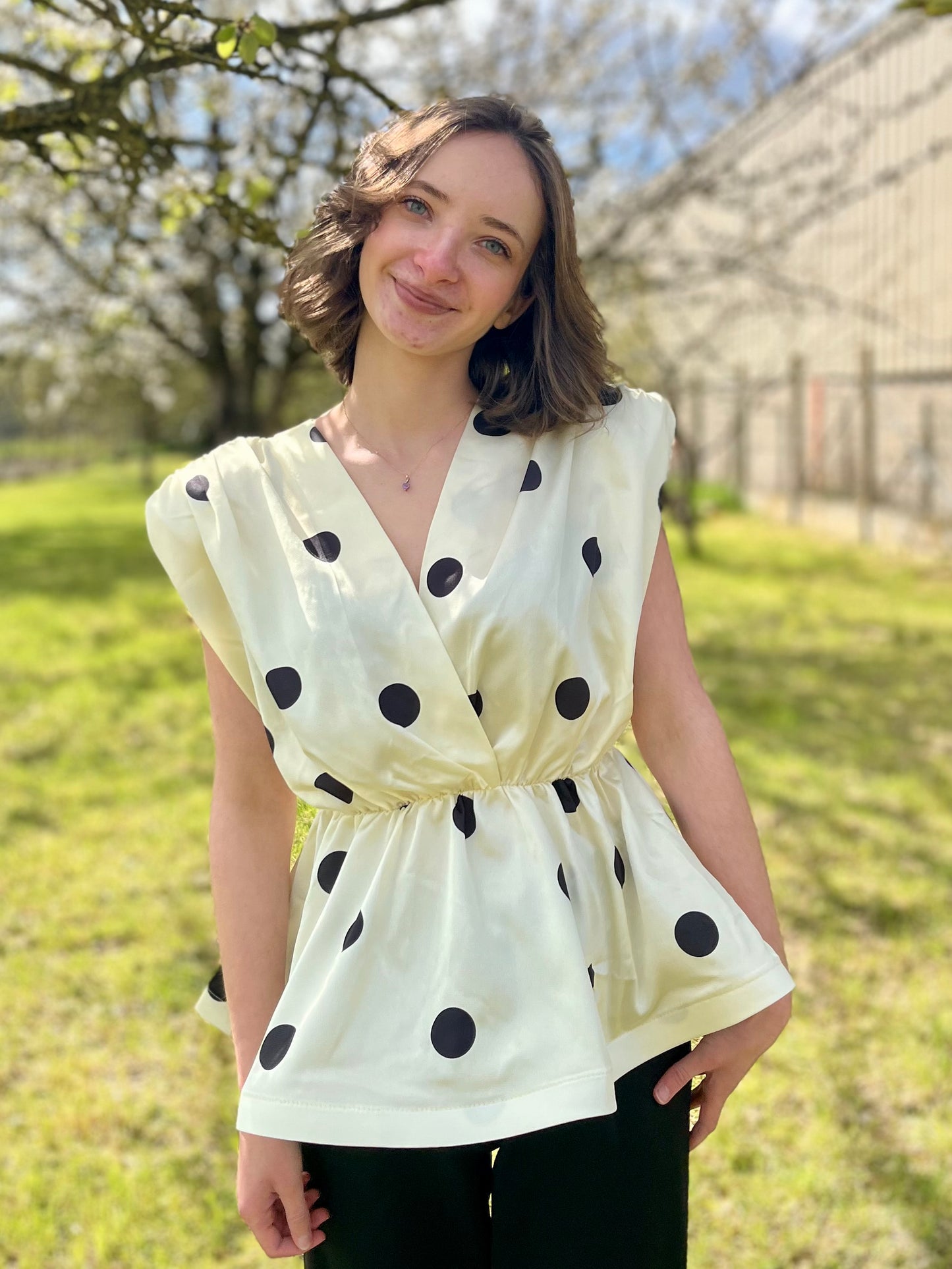 Top à pois - jaune