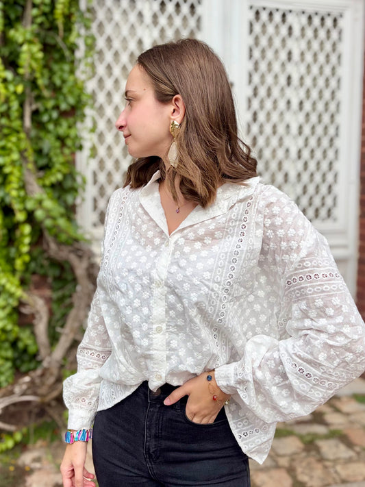 Chemise broderie - blanche