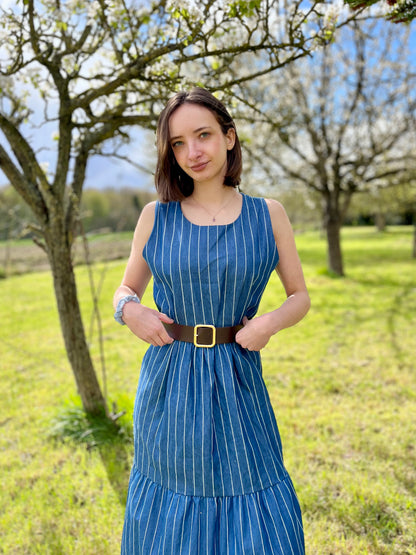 Robe sans manches avec ceinture - bleu marine