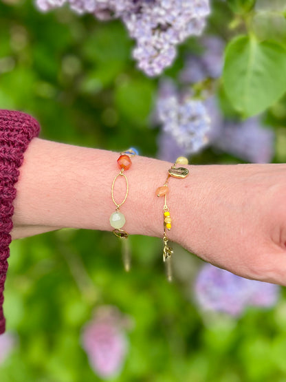 Bracelet maillons ovales strié - multicolore