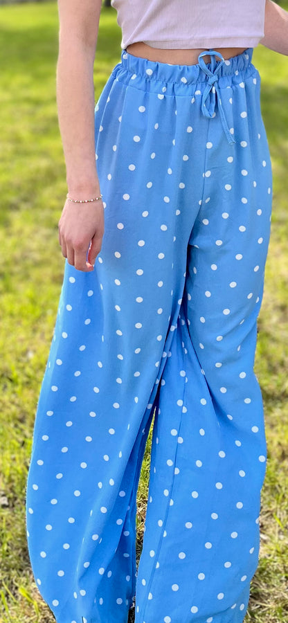 Pantalon à pois - bleu ciel
