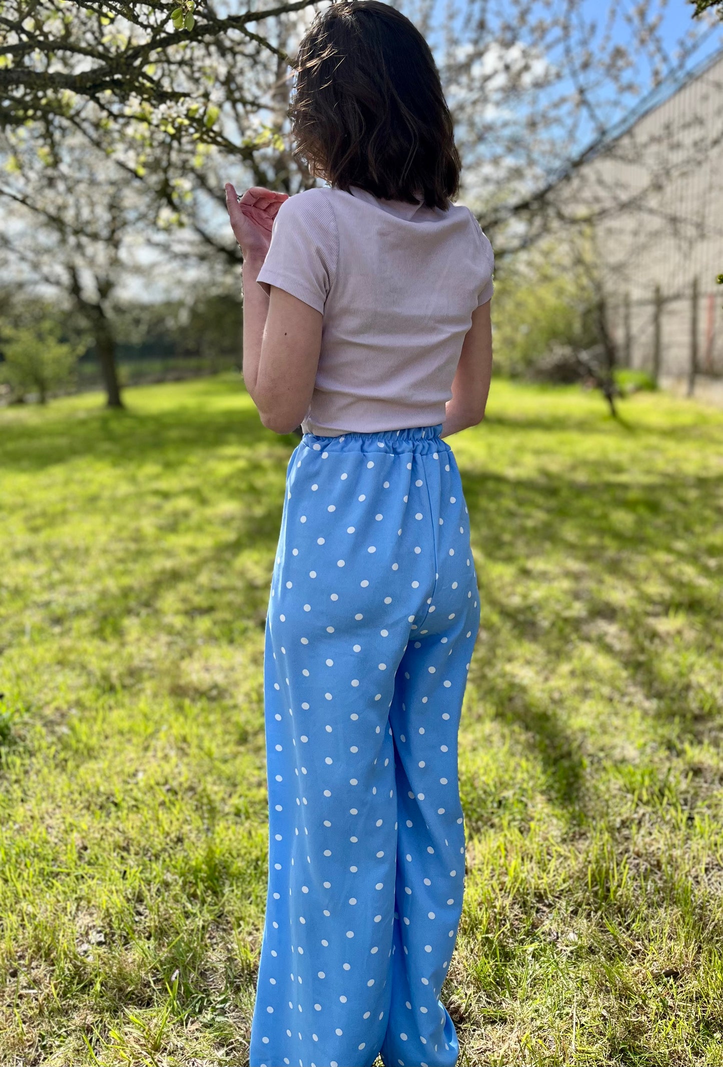 Pantalon à pois - bleu ciel