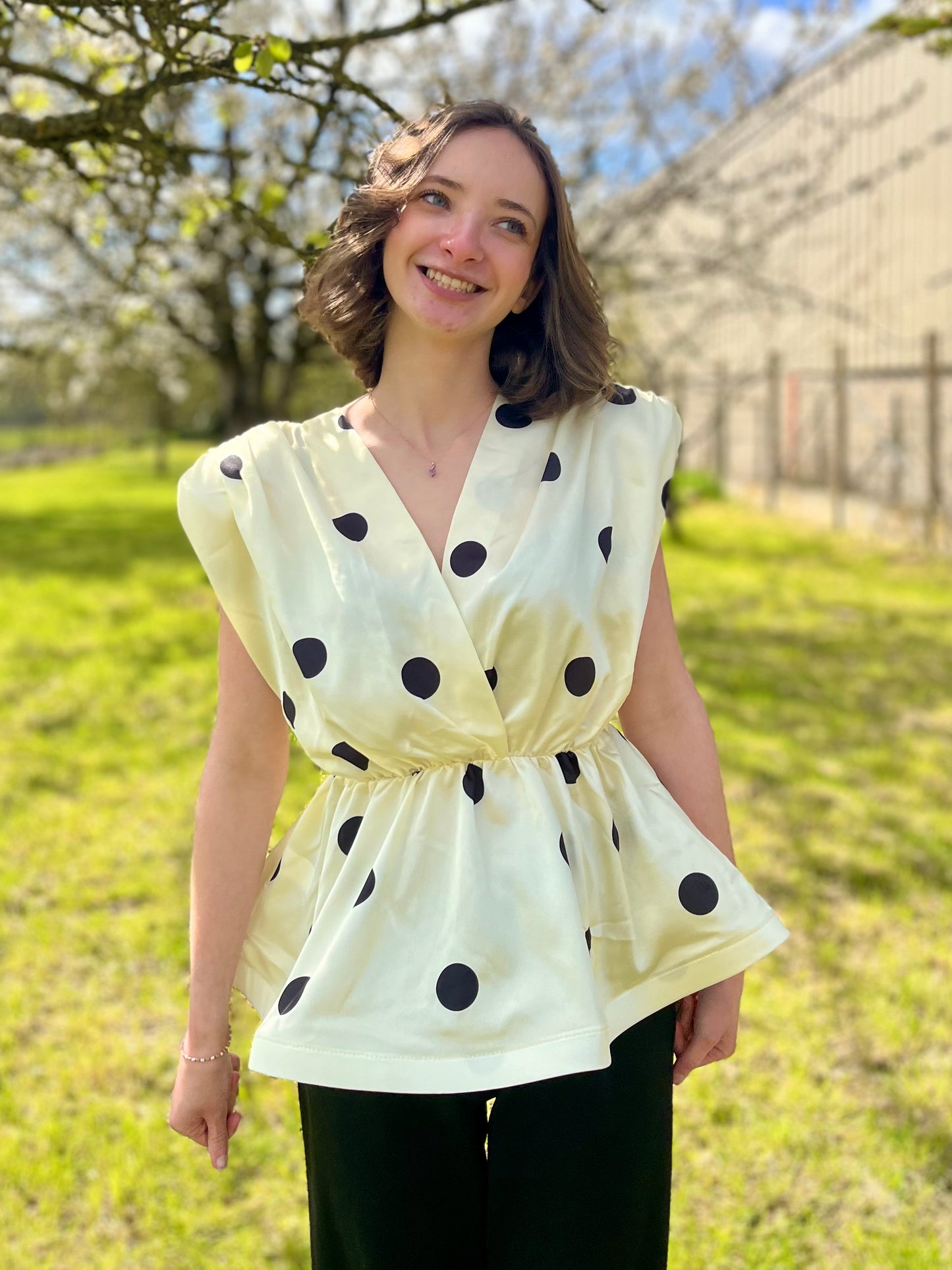 Top à pois - jaune