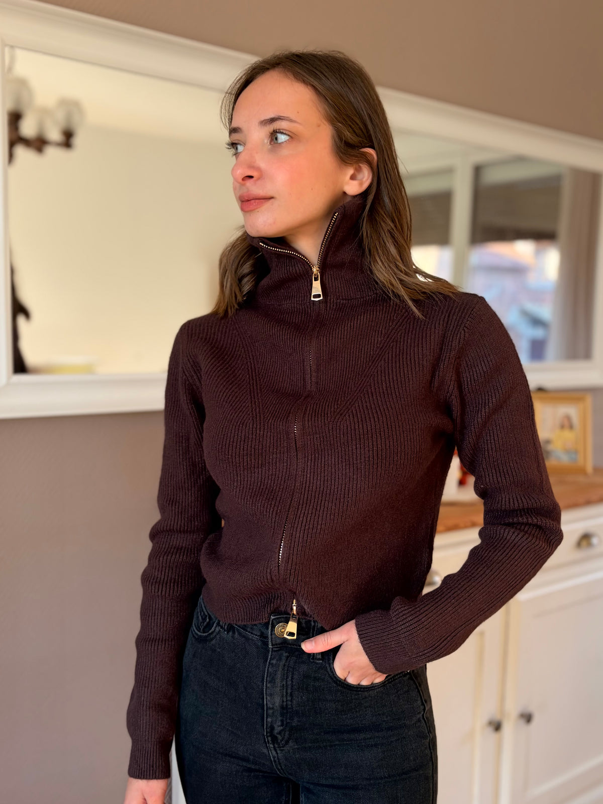 Ensemble en maille - marron