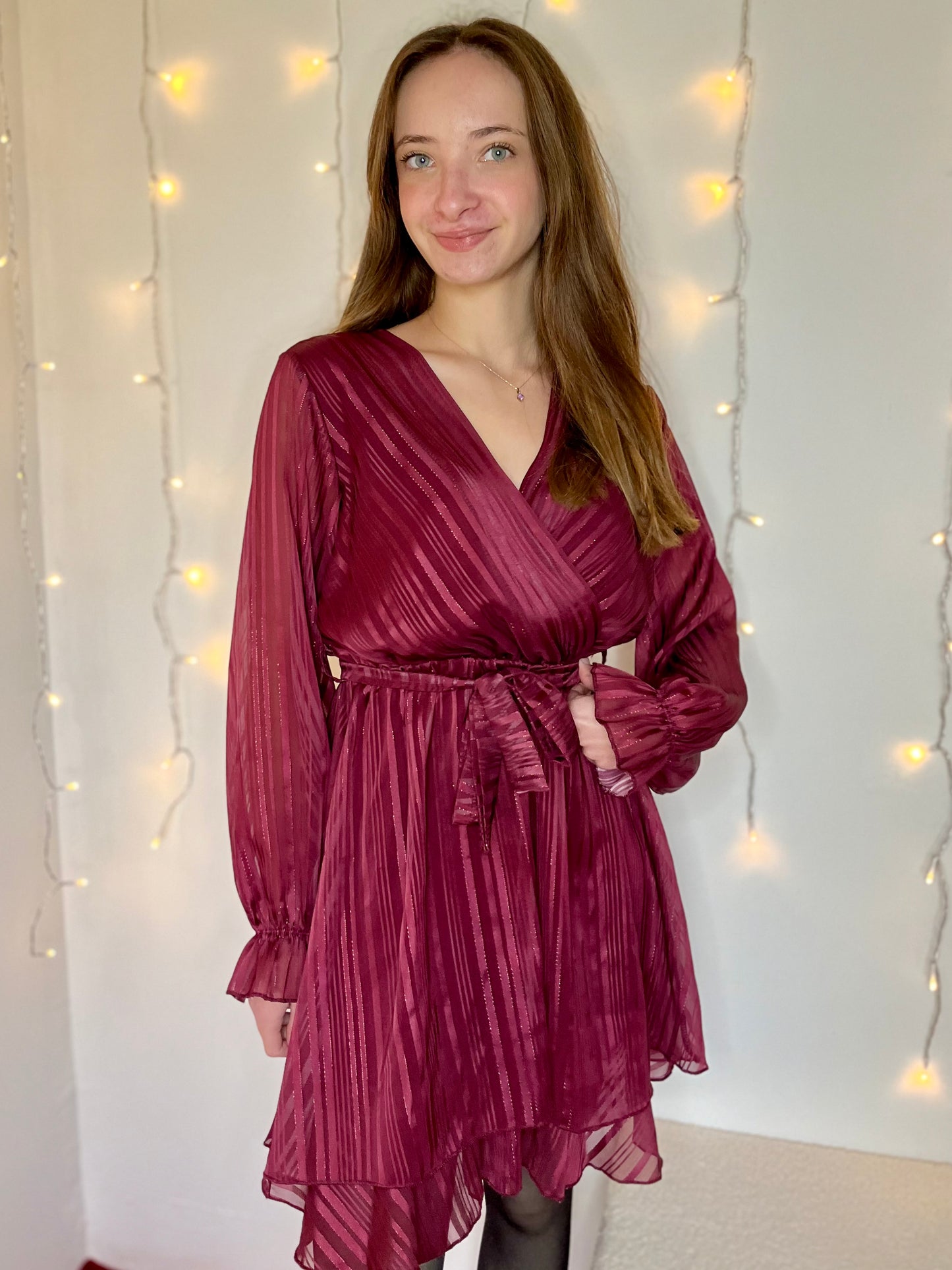 Robe à liseré pailletée - bordeaux