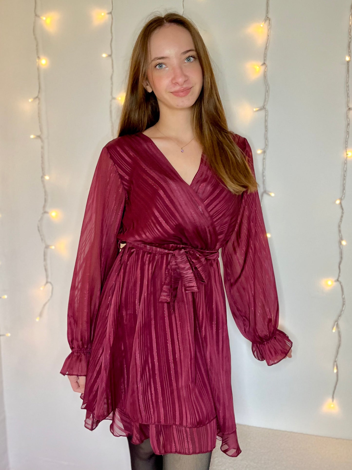 Robe à liseré pailletée - bordeaux