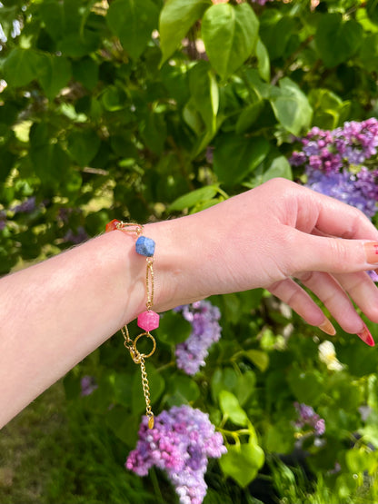 Bracelet maillons ovales strié - multicolore