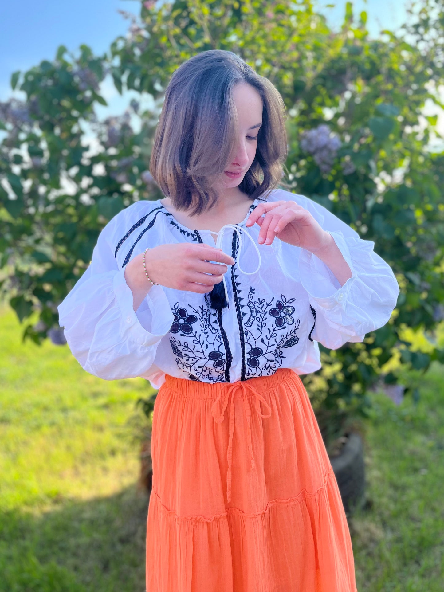 Jupe longue coton - orange