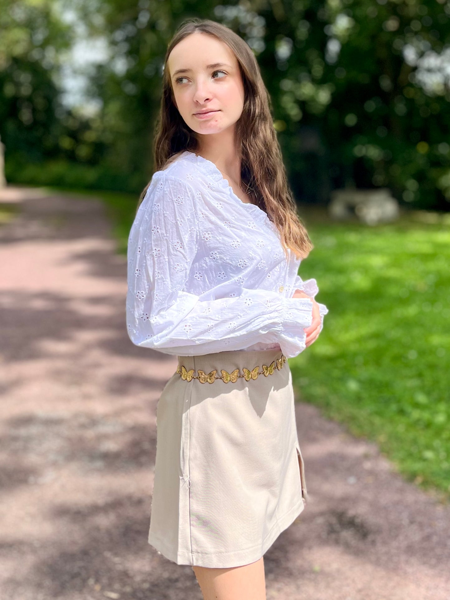 Blouse broderie 100% coton - blanc