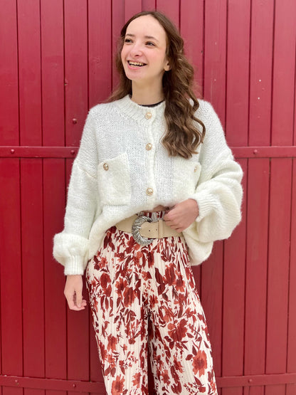 Pantalon plissé motifs - rouille