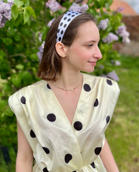 Serre tête à pois - blanc et noir