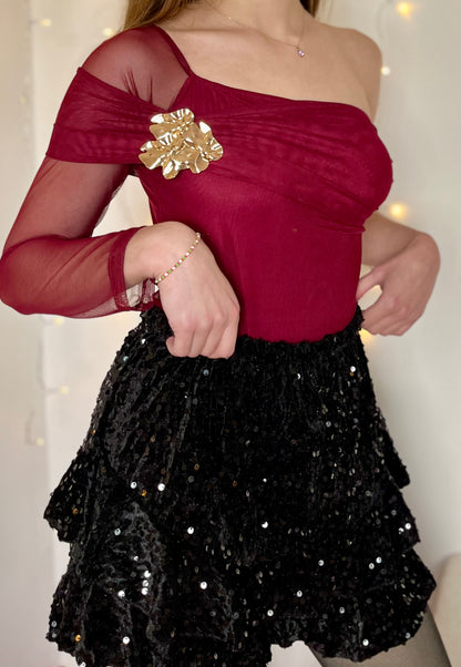 Body avec broche - bordeaux